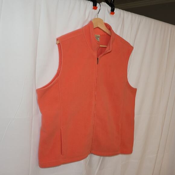 LL Bean Lycra Spandex Flannel Vest Size 2X Zip Front Two front pockets Pumpkin - Picture 6 of 16